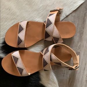 Aztec embroidered sandals